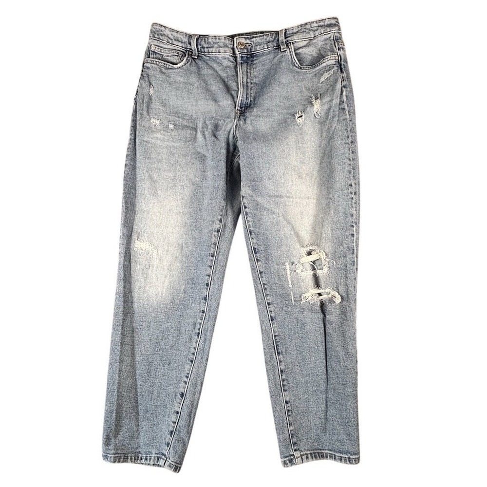 Vintage Tommy Jeans Womens Straight Leg Jeans Size 12 Light Wash Distressed Mid‎